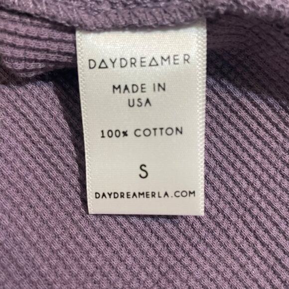 Daydreamer · Small · Lavender Waffle Knit Notch Neck Thermal Top Long Sleeve New - Picture 9 of 11